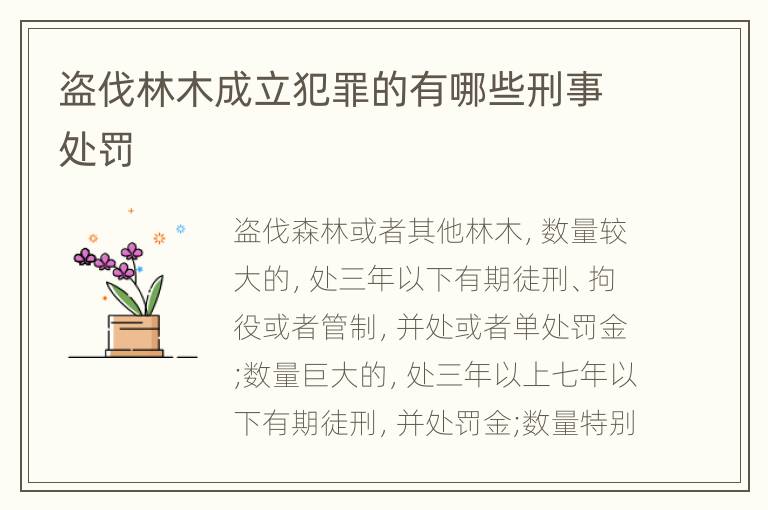 盗伐林木成立犯罪的有哪些刑事处罚