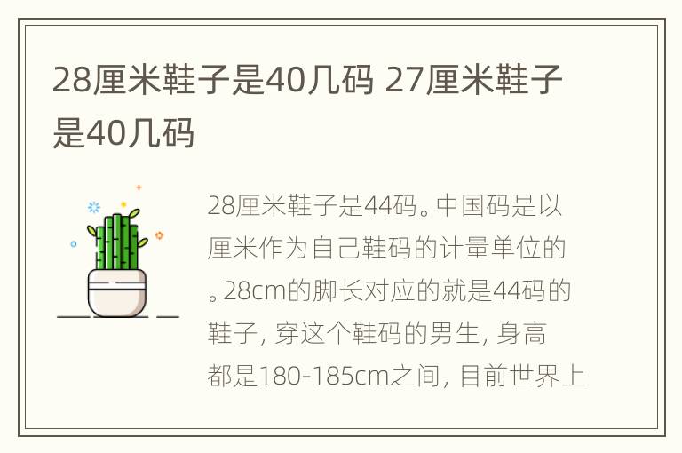 28厘米鞋子是40几码 27厘米鞋子是40几码