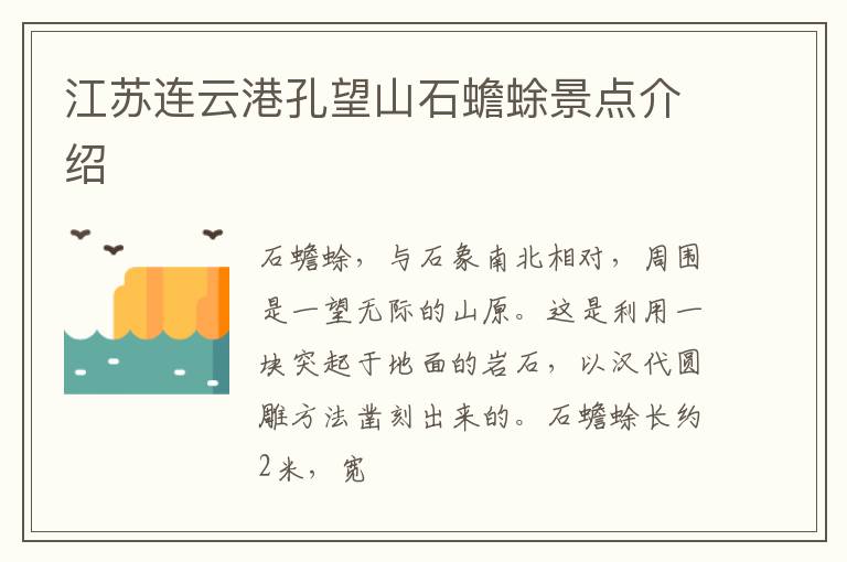 江苏连云港孔望山石蟾蜍景点介绍