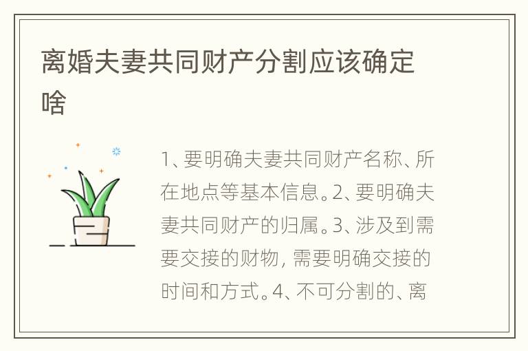 离婚夫妻共同财产分割应该确定啥