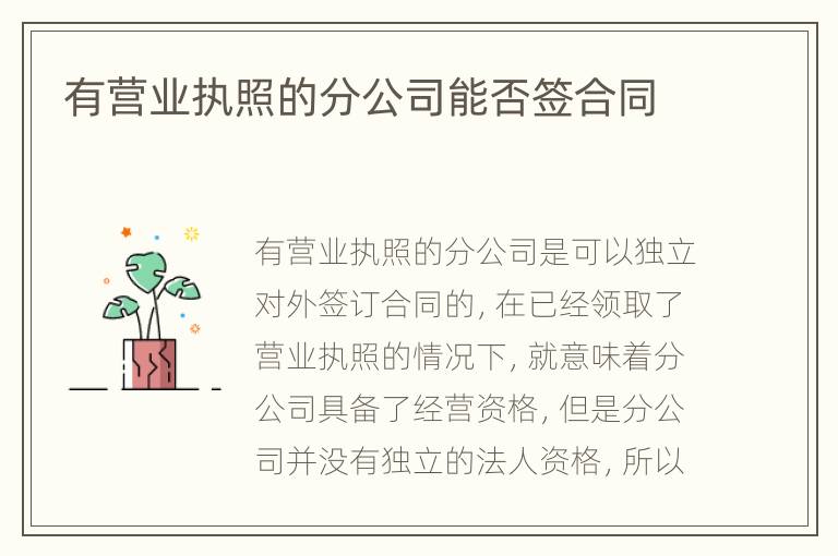 有营业执照的分公司能否签合同