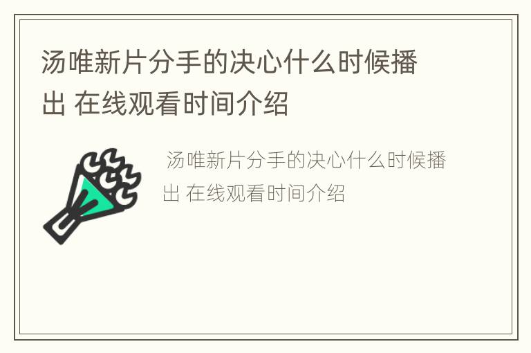 汤唯新片分手的决心什么时候播出 在线观看时间介绍