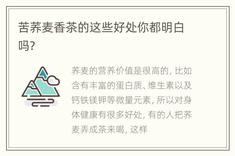 苦荞麦香茶的这些好处你都明白吗？