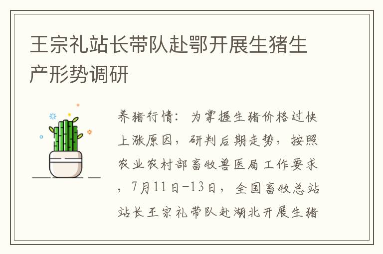 王宗礼站长带队赴鄂开展生猪生产形势调研