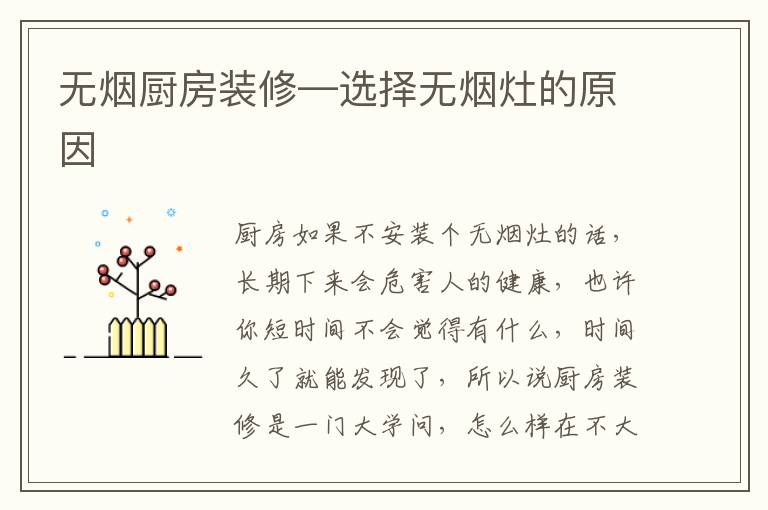 无烟厨房装修—选择无烟灶的原因