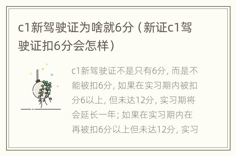 c1新驾驶证为啥就6分（新证c1驾驶证扣6分会怎样）