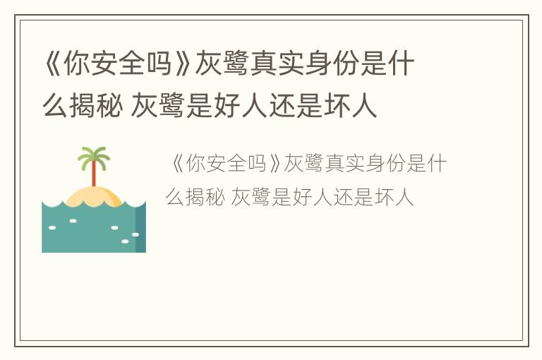 《你安全吗》灰鹭真实身份是什么揭秘 灰鹭是好人还是坏人