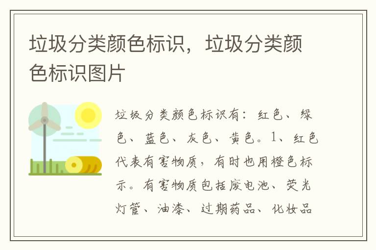 垃圾分类颜色标识，垃圾分类颜色标识图片