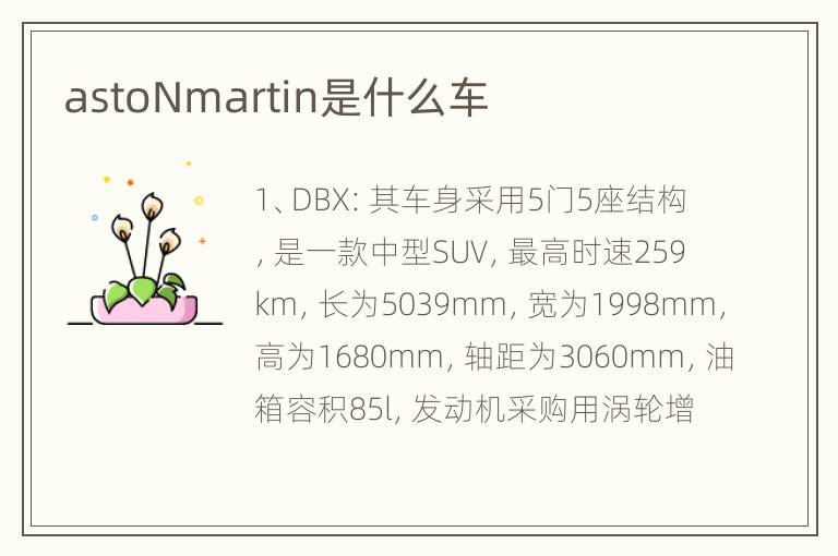 astoNmartin是什么车