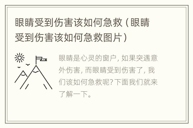 眼睛受到伤害该如何急救（眼睛受到伤害该如何急救图片）