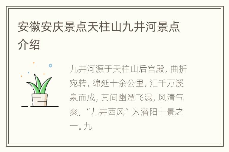 安徽安庆景点天柱山九井河景点介绍