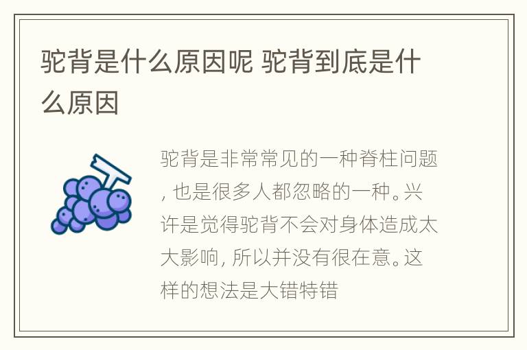 驼背是什么原因呢 驼背到底是什么原因