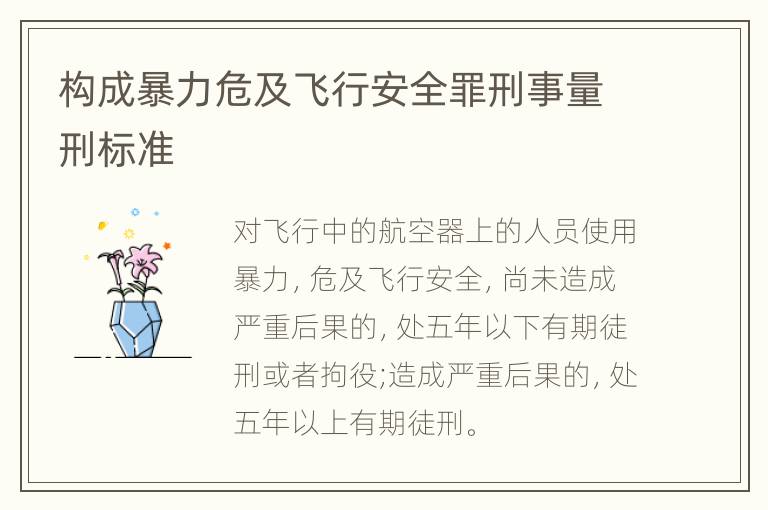 构成暴力危及飞行安全罪刑事量刑标准