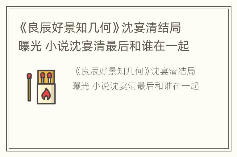 《良辰好景知几何》沈宴清结局曝光 小说沈宴清最后和谁在一起