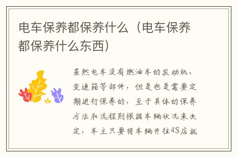 电车保养都保养什么（电车保养都保养什么东西）