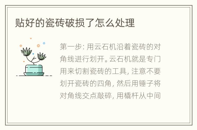 贴好的瓷砖破损了怎么处理