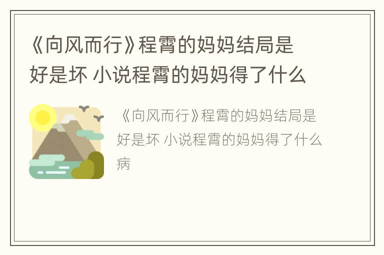 《向风而行》程霄的妈妈结局是好是坏 小说程霄的妈妈得了什么病