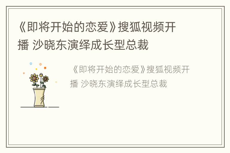 《即将开始的恋爱》搜狐视频开播 沙晓东演绎成长型总裁