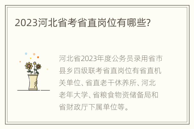 2023河北省考省直岗位有哪些？