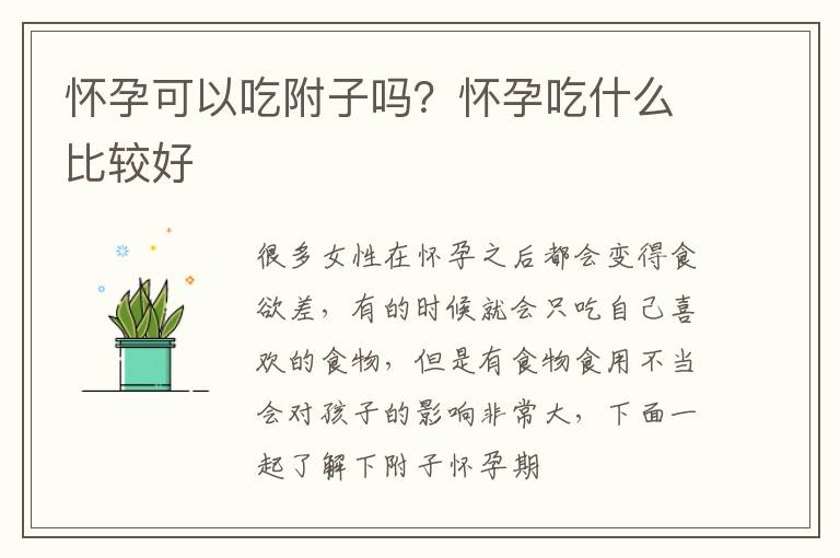 怀孕可以吃附子吗？怀孕吃什么比较好