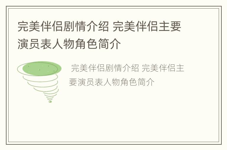 完美伴侣剧情介绍 完美伴侣主要演员表人物角色简介