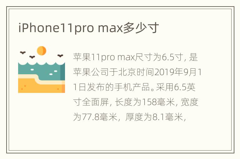 iPhone11pro max多少寸
