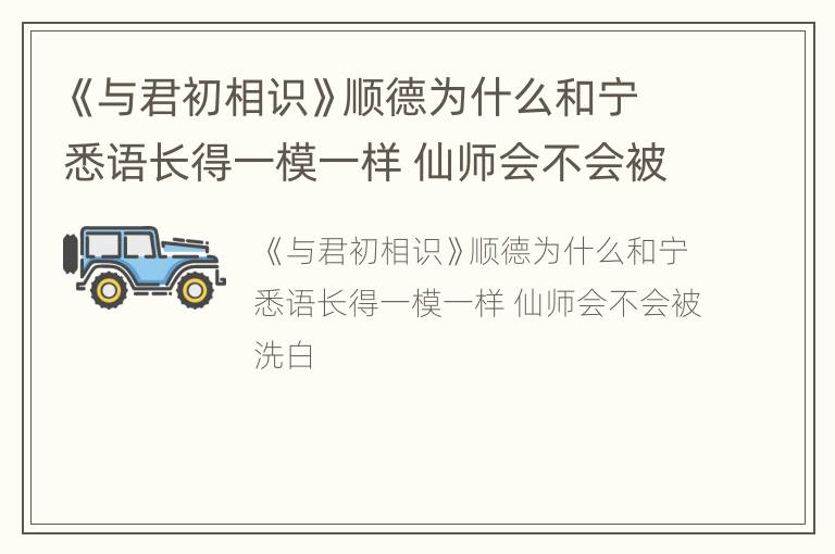 《与君初相识》顺德为什么和宁悉语长得一模一样 仙师会不会被洗白